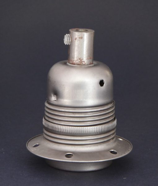 E27 Light Bulb Holder Domed Raw Steel