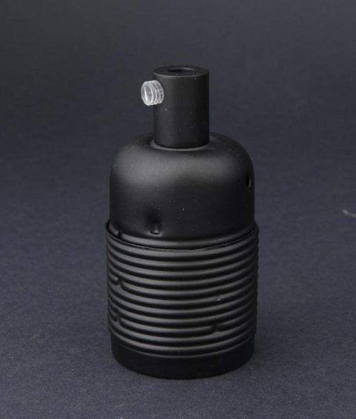 E27 Light Bulb Holder Domed Black Metal