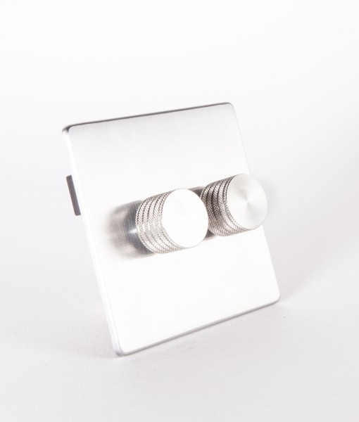 Designer Dimmer Switch Double Silver & Silver Dimmer Switch