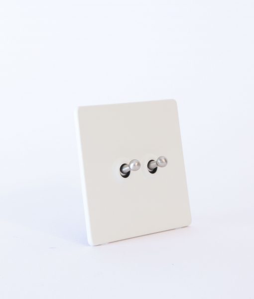 Toggle Light Switch 2 Toggle White & Silver Designer Switch