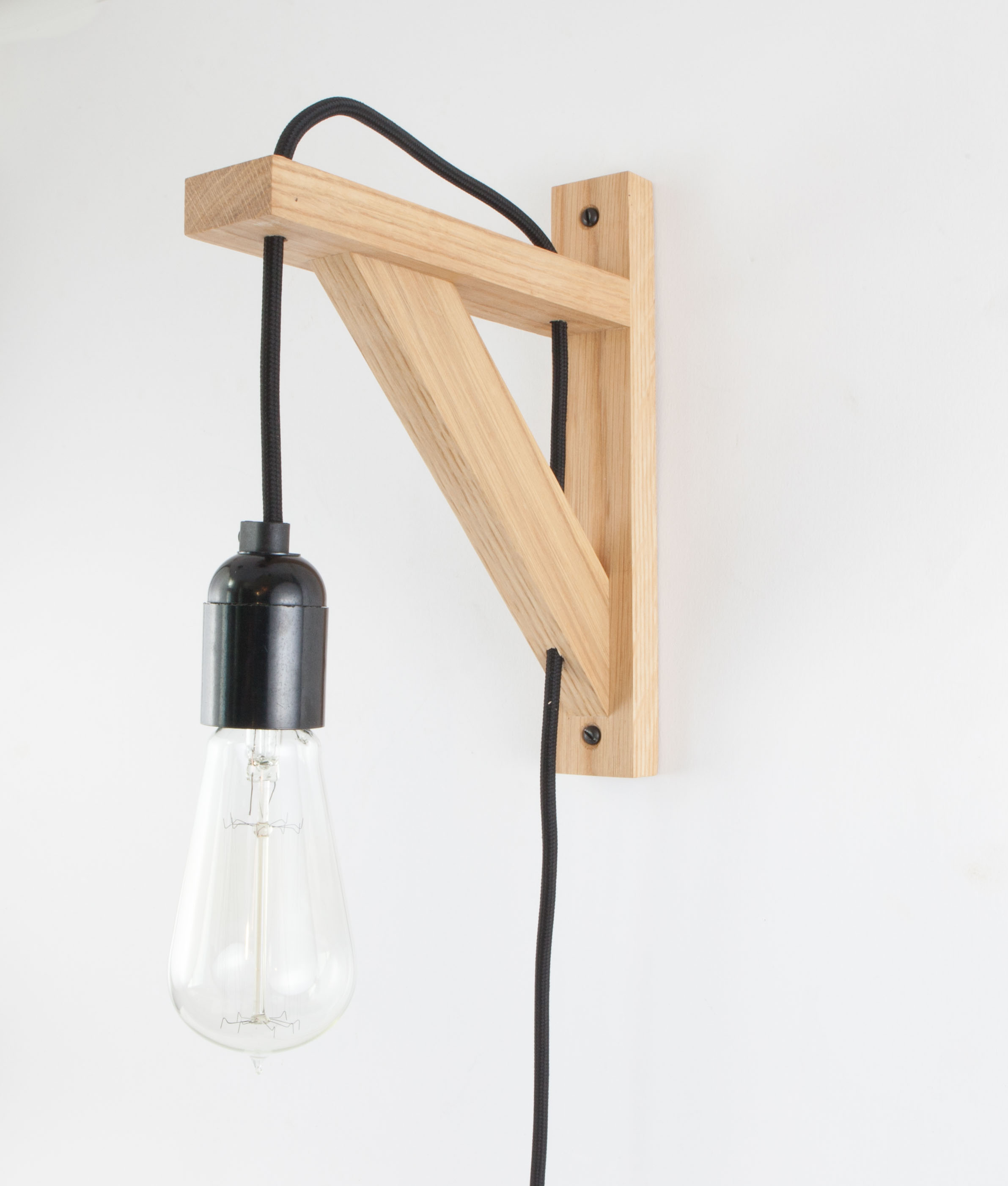 Oak Bedroom Wall Light Hebden Black