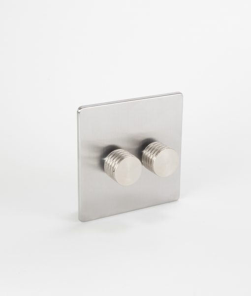 Designer Dimmer Switch Double Silver & Silver Dimmer Switch