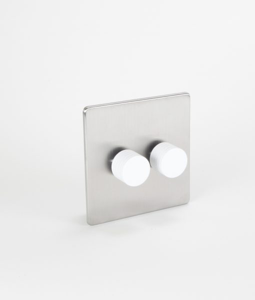 Designer Dimmer Switch Double Silver & White Light Switch