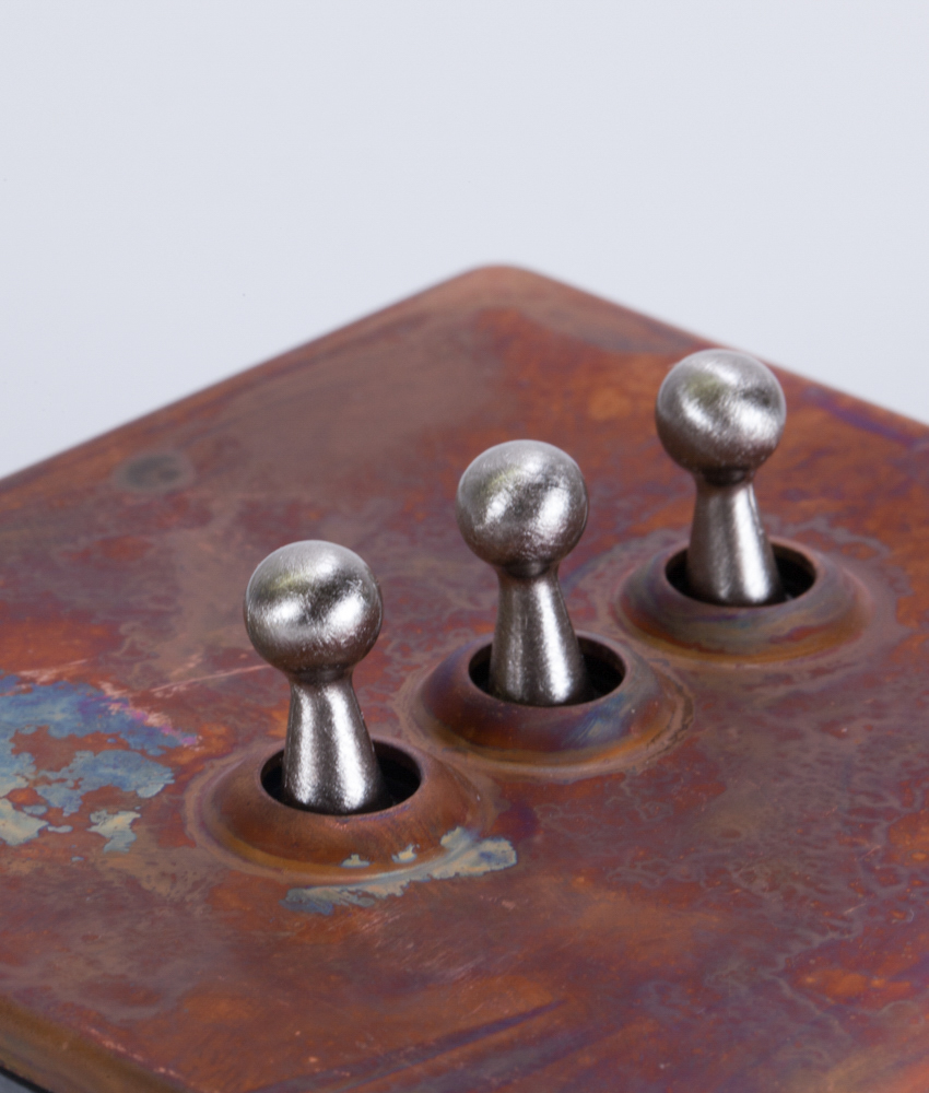 Toggle Light Switch 3 Toggle Copper & Silver Switch