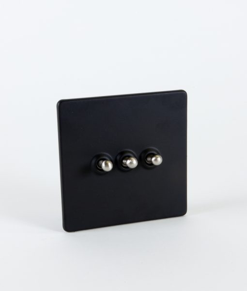 Toggle Light Switch 3 Toggle Black & Silver Switch