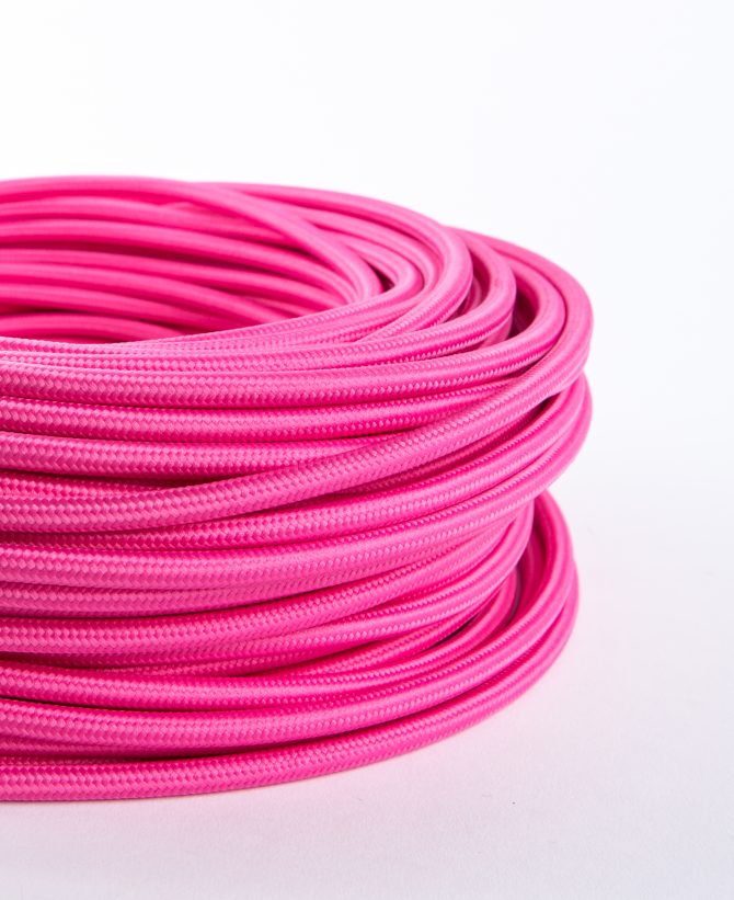 Pink Fabric Cable for Lighting 8 Amp 3 Core CE Certified