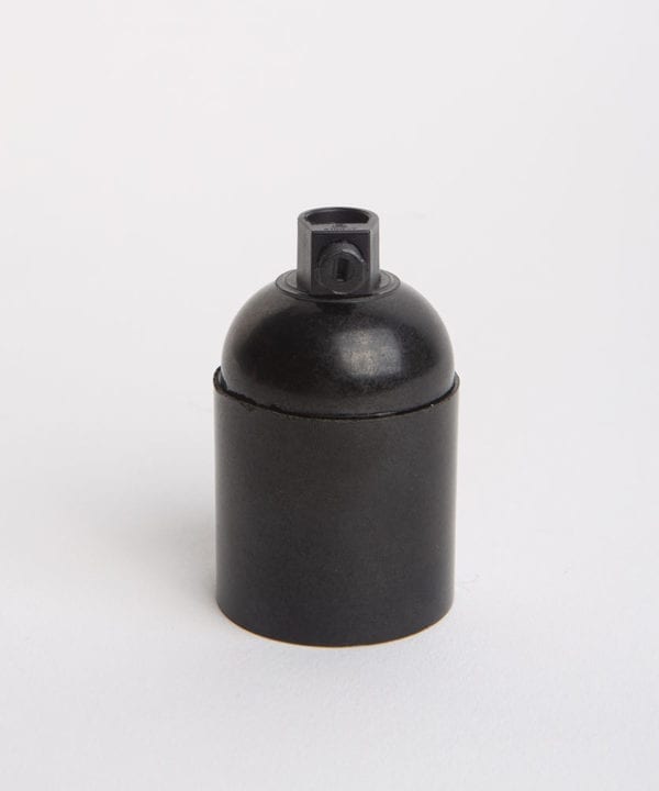 black thermoplastic lamp holder against white background