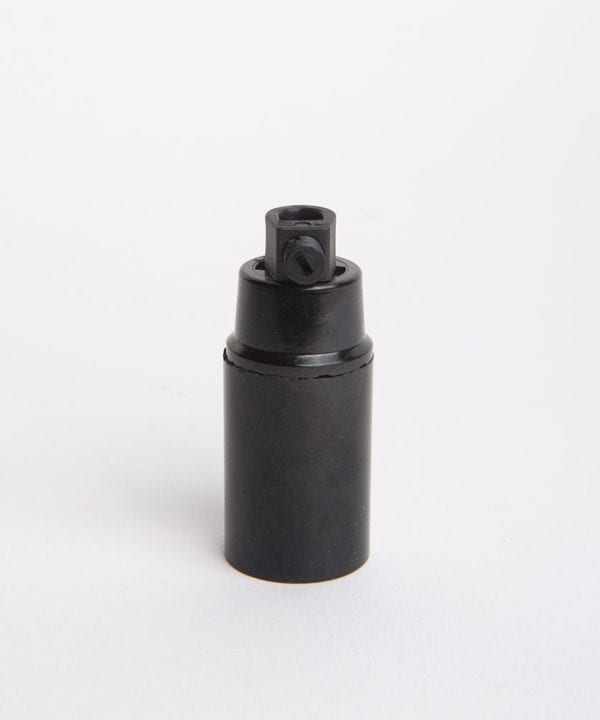 black thermoplastic e14 bulb holder against white background