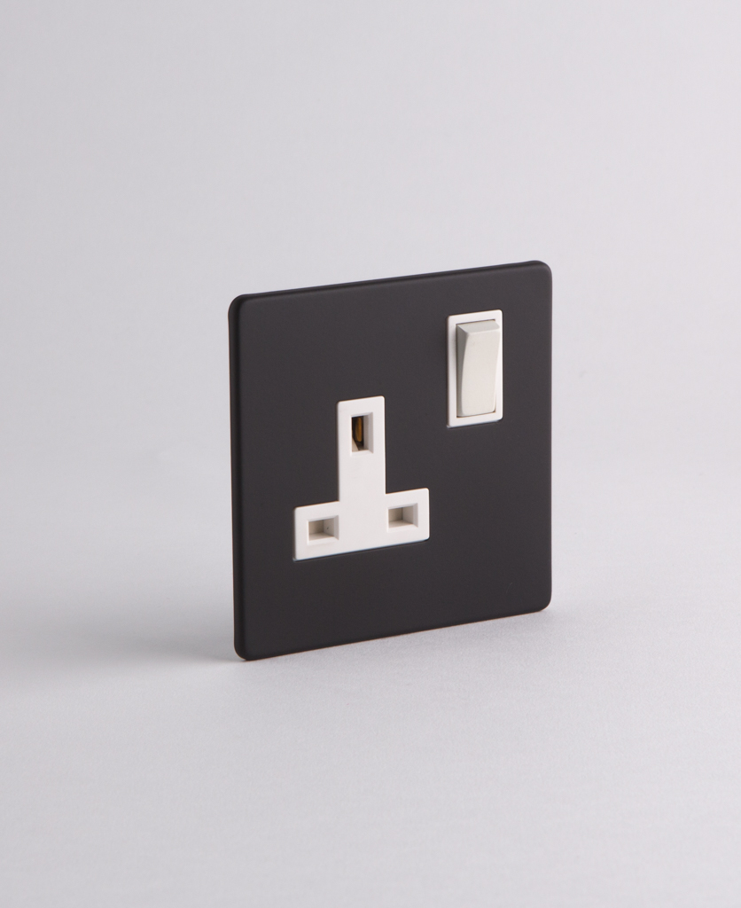 Black Single Plug Socket with Black or White Inserts