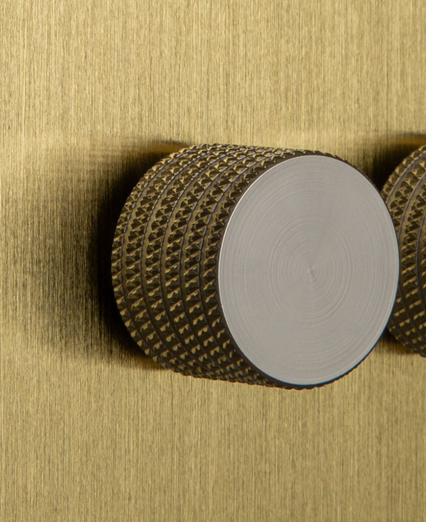 Brass Dimmer Switch Double Switch White, Black, Silver or Gold Knobs