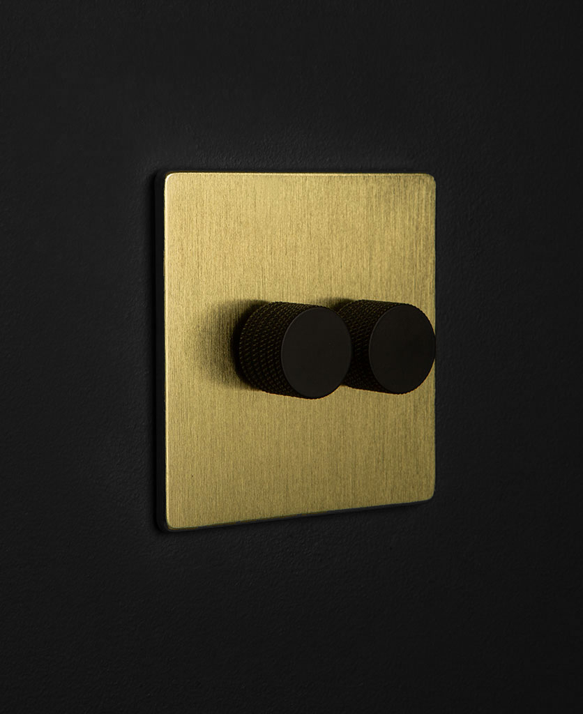 Brass Dimmer Switch Double Switch White, Black, Silver or Gold Knobs