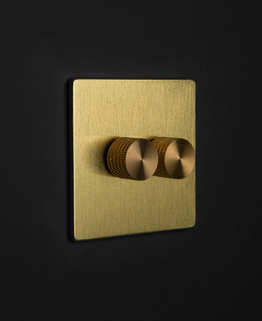 Brass Dimmer Switch Double Switch White, Black, Silver or Gold Knobs