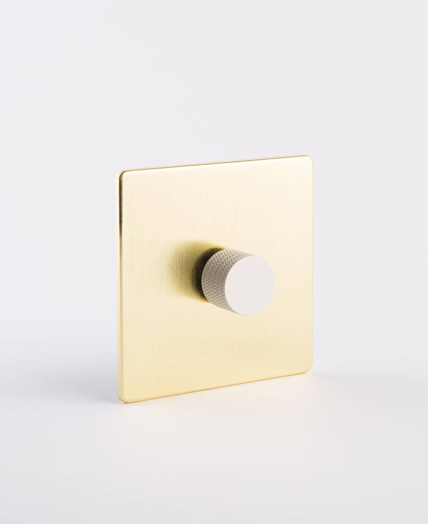 Gold Single Dimmer Switch with White, Black, Silver or Gold Knobs