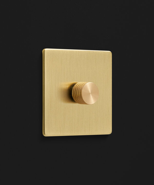 gold single dimmer with gold knurled dimmer dial