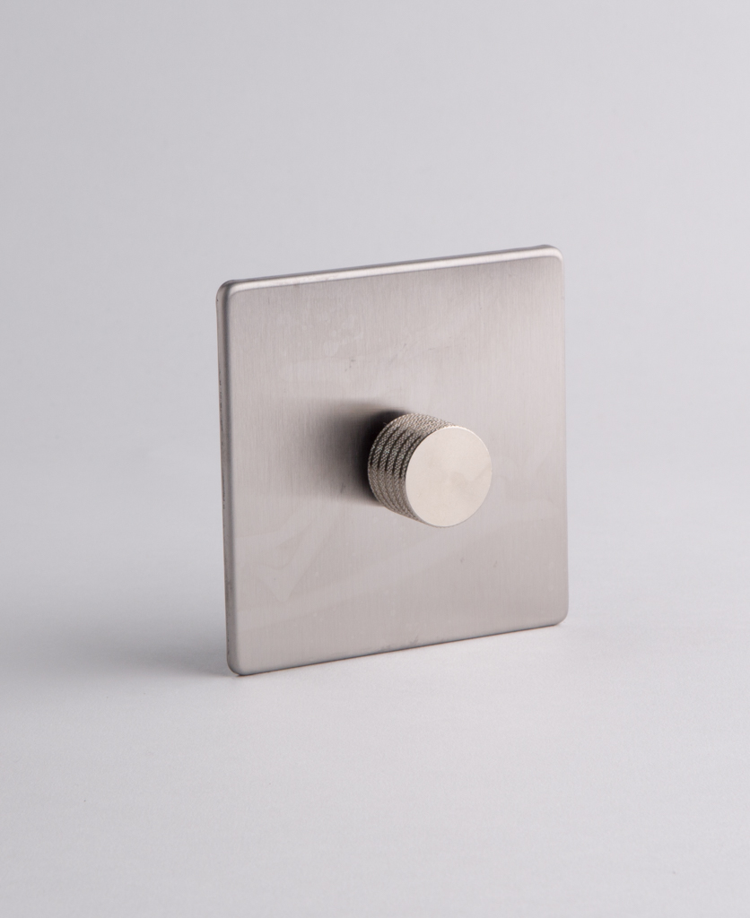 SIlver Single Dimmer Switch with SIlver, Gold, Black or White Dimmer