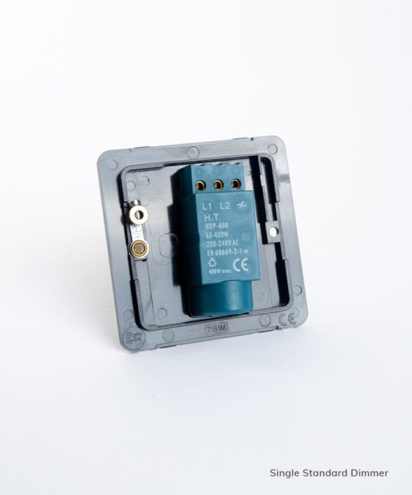 standard single dimmer backplate on white background