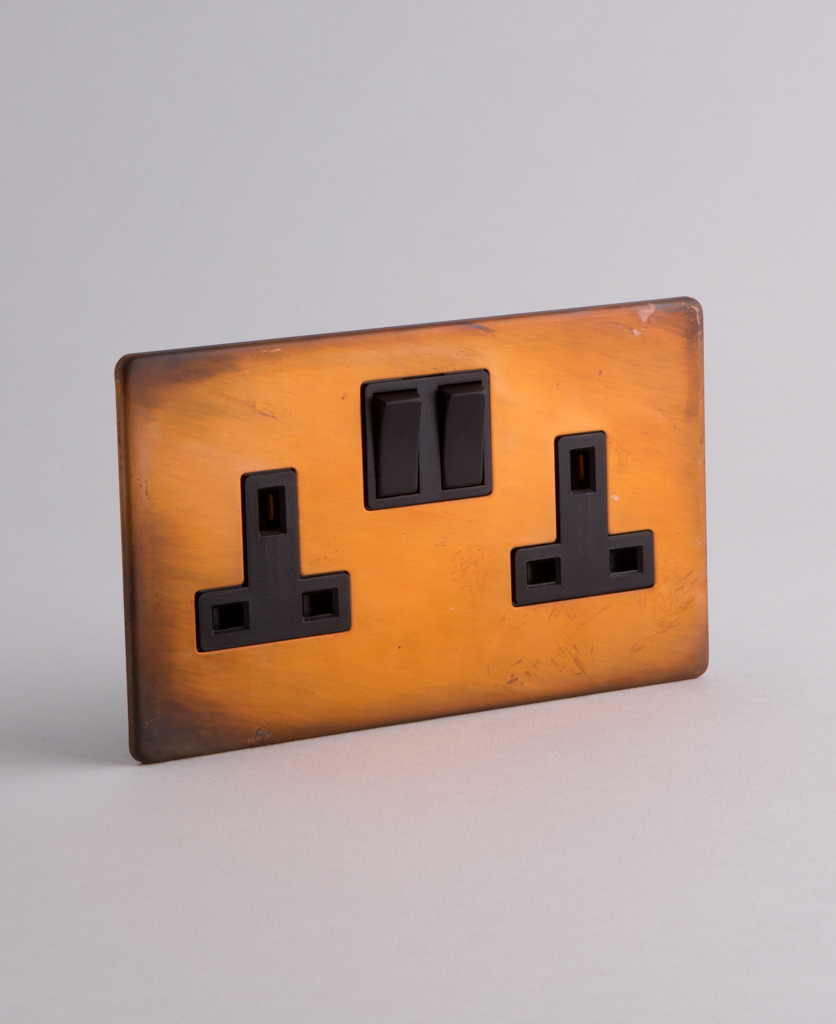 Copper Double Plug Socket with Black or White Inserts