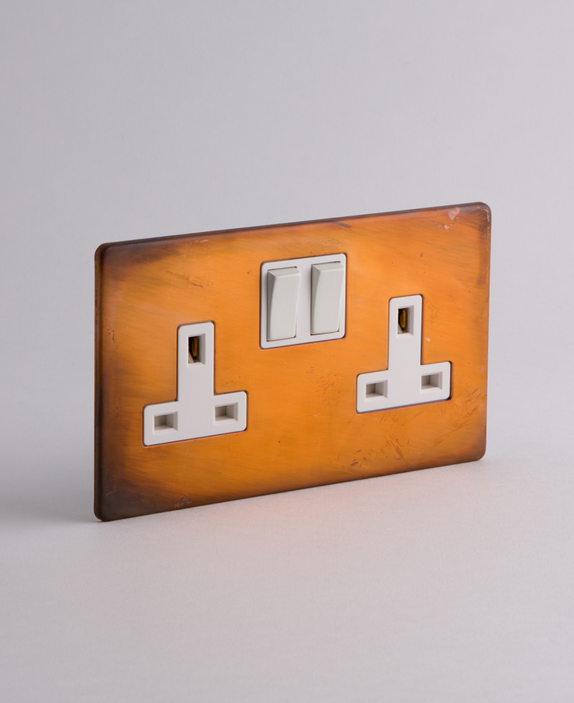 Copper Double Plug Socket with Black or White Inserts