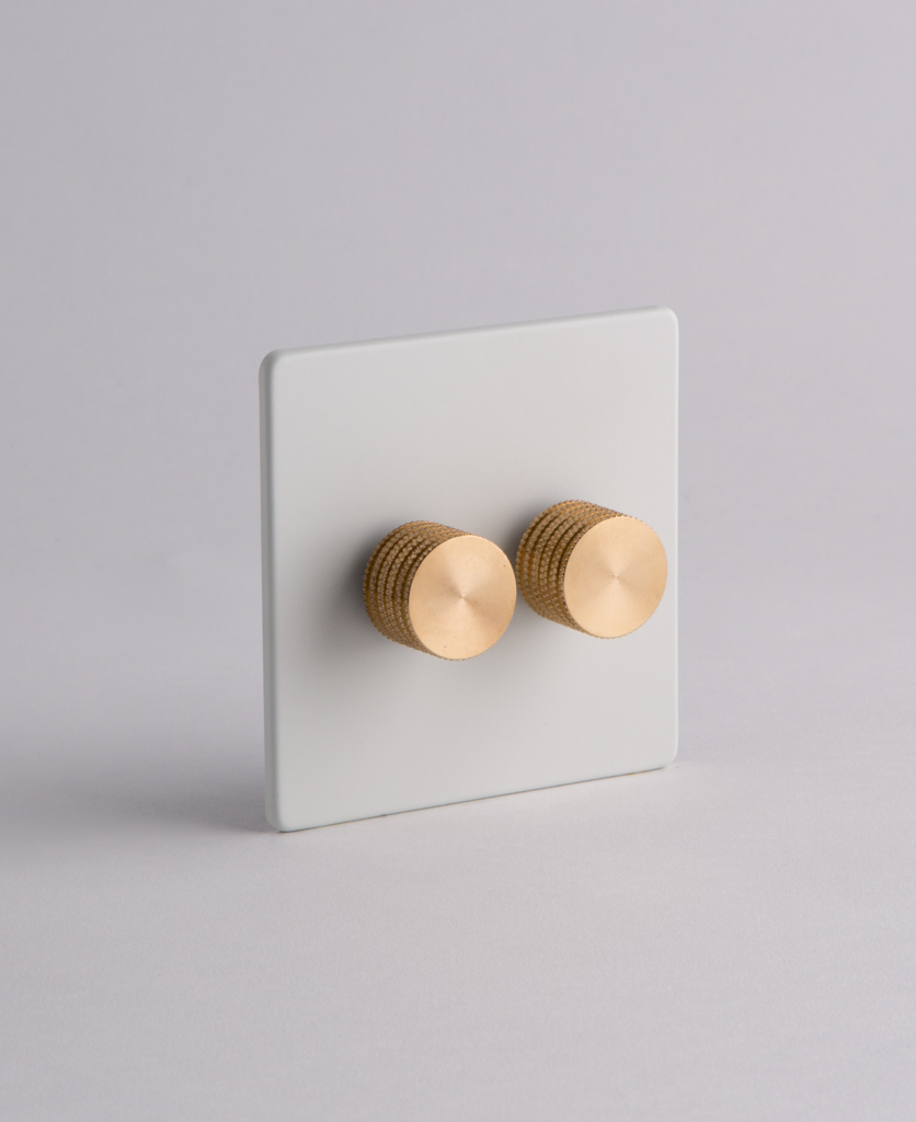 Designer Dimmer Switch Double White & Gold Light Switch