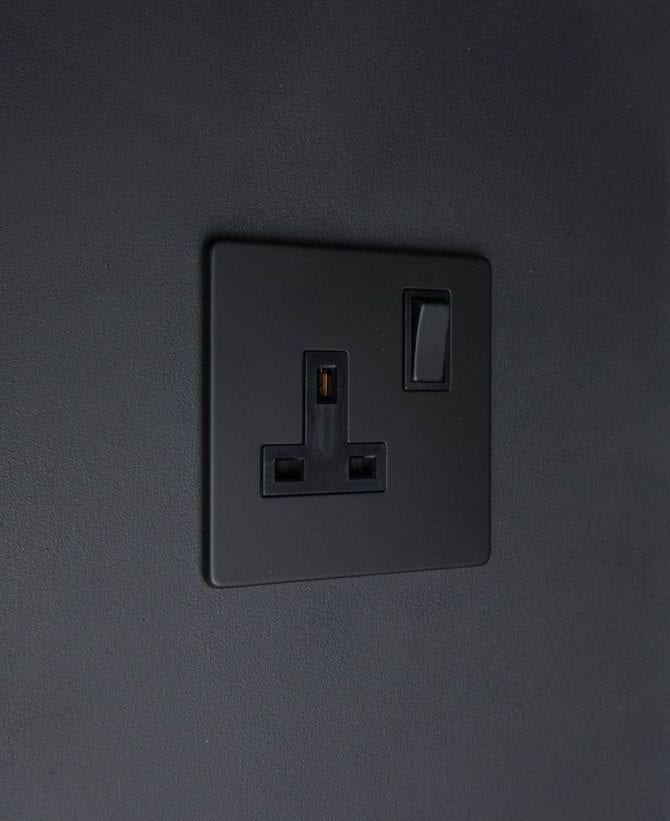 Black Single Plug Socket with Black or White Inserts