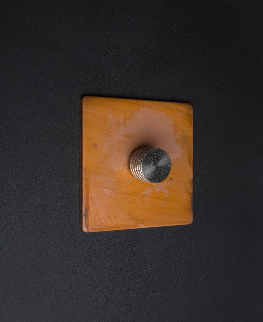 Copper Single Dimmer Switch with Black, White, Gold or Silver Knob
