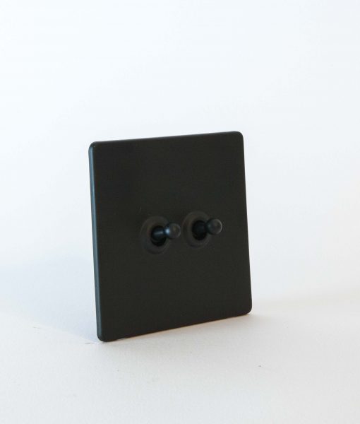 Toggle Light Switch 2 Toggle Black & Black - Designer Light Switches