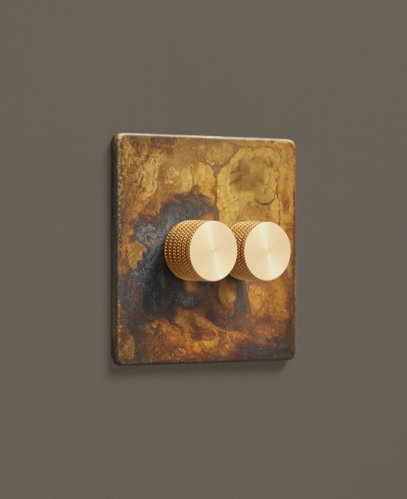 Elemental Gold distressed finish unique dimmer light switch