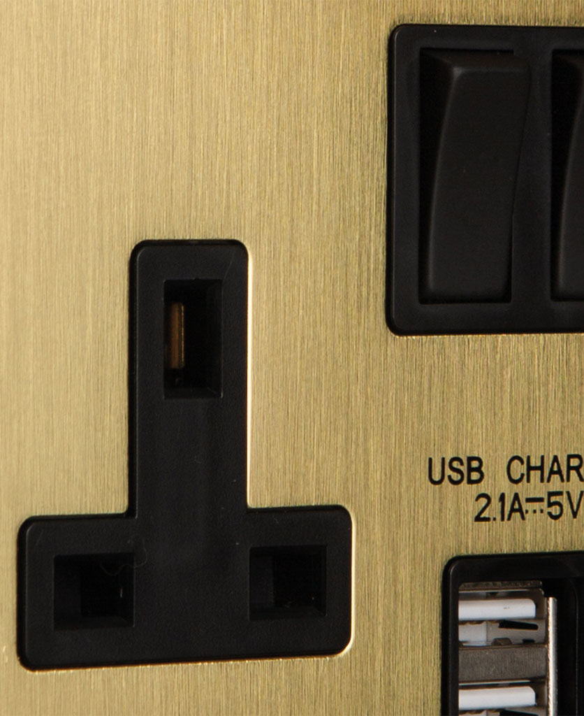 USB Double Socket Gold with Black or White Inserts