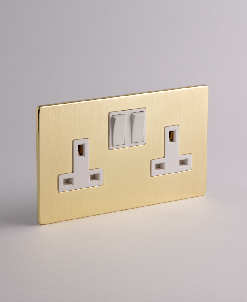 Gold Double Plug Socket with Black or White Inserts