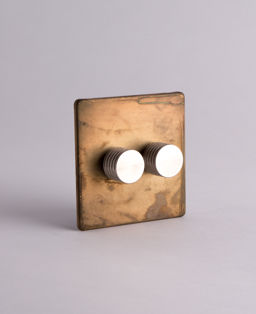 Smoked Gold Double Dimmer with White, Black, Brass or Silver Knob