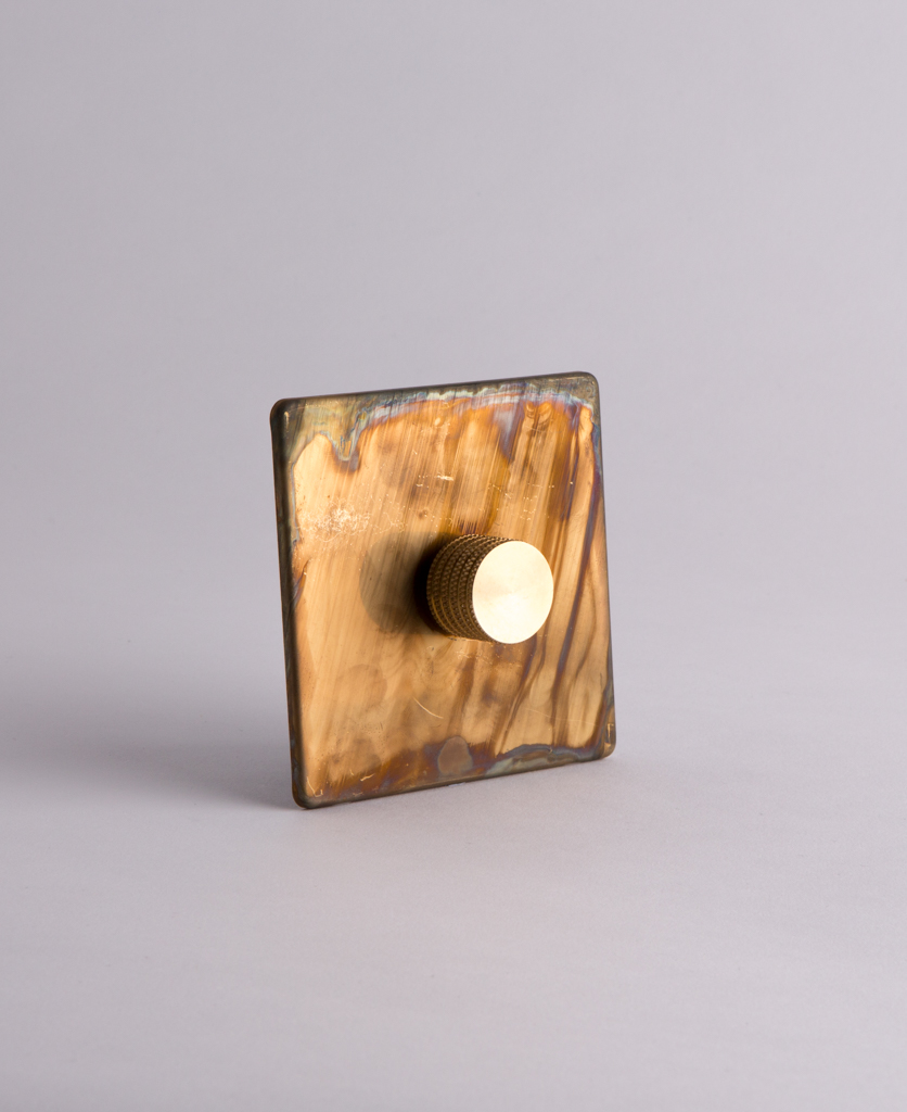 Smoked Gold Single Dimmer Switch with Black, Gold, Silver or White Knob