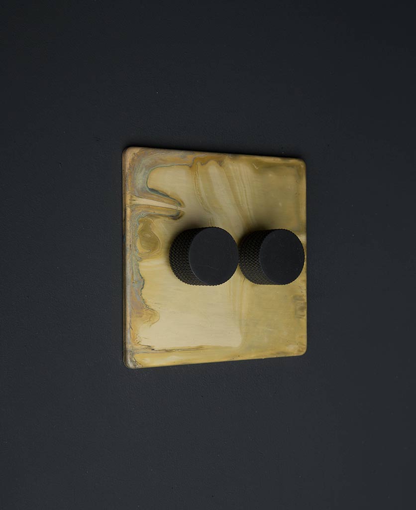 Smoked Gold Double Dimmer with White, Black, Brass or Silver Knob