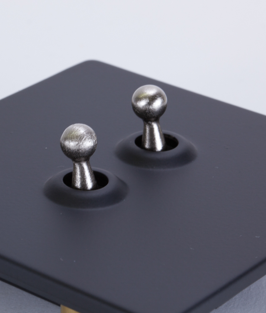 Toggle Light Switch 2 Toggle Black & Silver Designer Switches