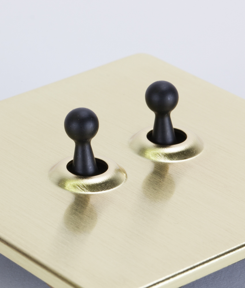Gold Double Toggle Switch with Black, White, Silver or Gold Toggles