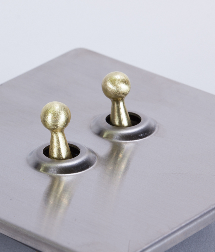 Toggle Light Switch 2 Toggle Silver & Gold Designer Switches