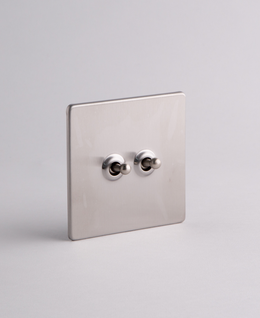 Silver Double Toggle Switch for Lights with Black, Gold or Silver Toggles