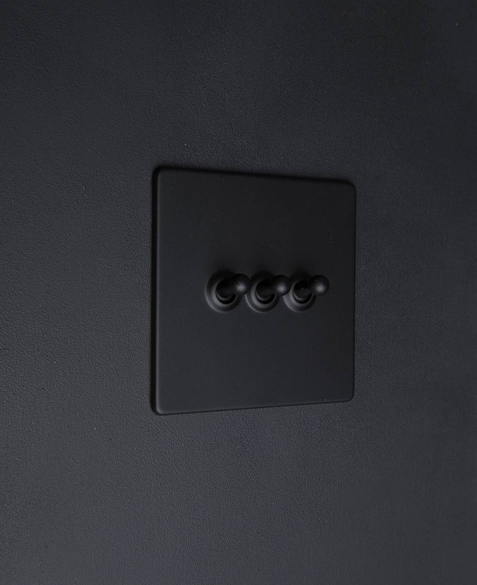 Black Triple Toggle Light Switch With Brass White Silver Black