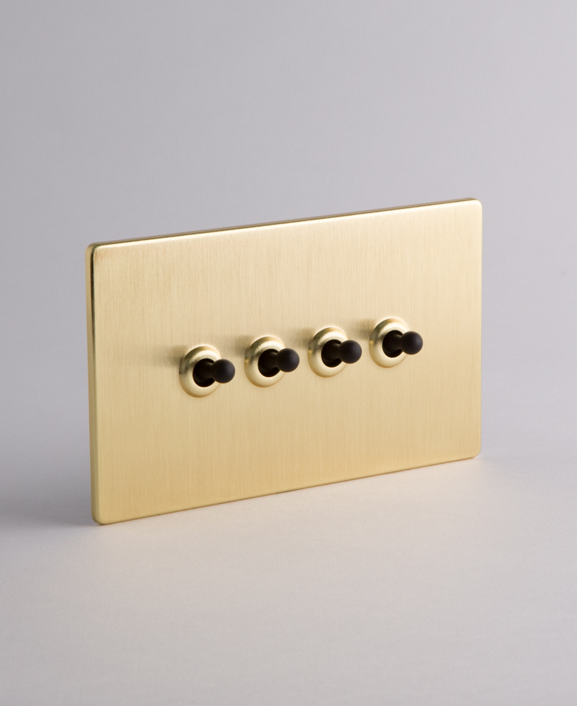 Gold Quadruple Toggle Switch with Black, Silver or Gold Toggles