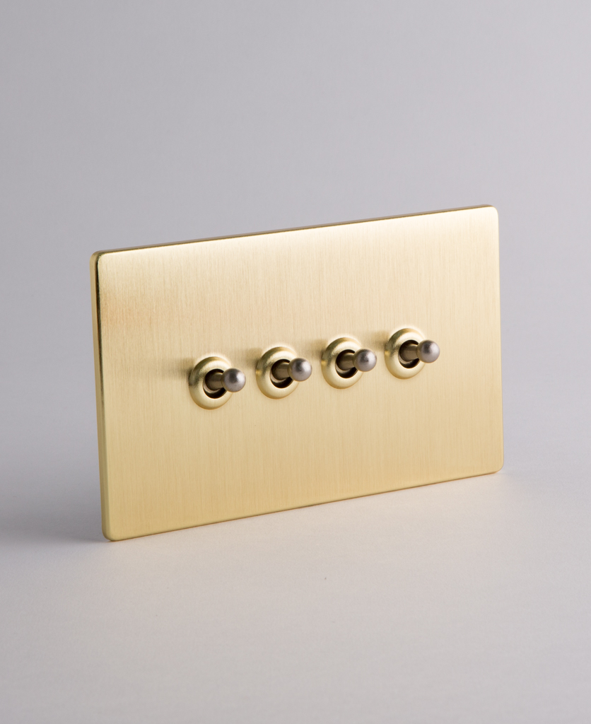 Gold Quadruple Toggle Switch with Black, Silver or Gold Toggles