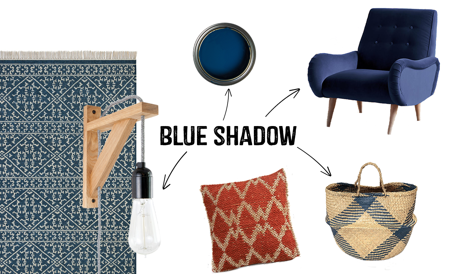 2017 Colour Trends Blue Shadow Interior Mood board