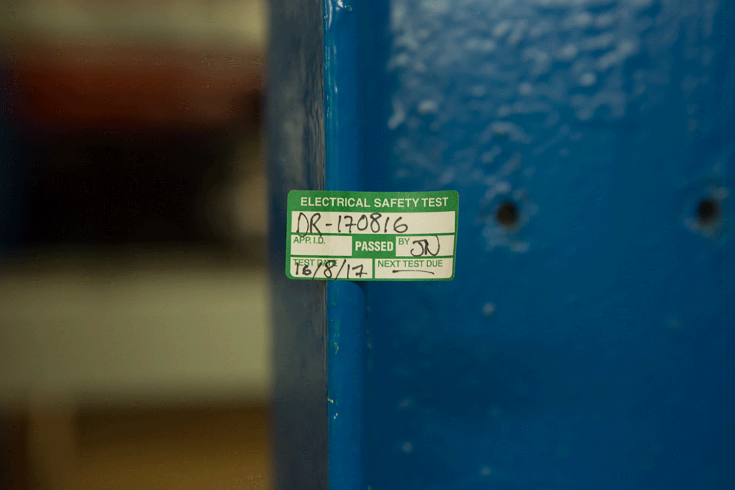 safety test sticker