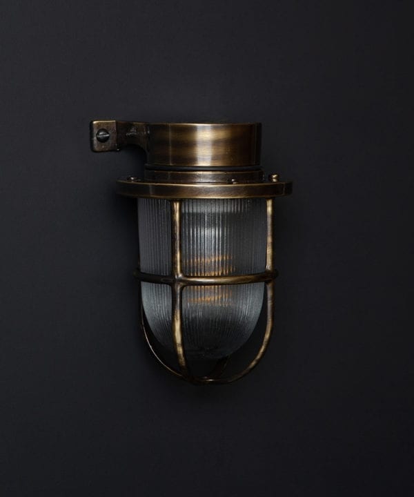 unlit aged brass simon exterior bulkhead lights