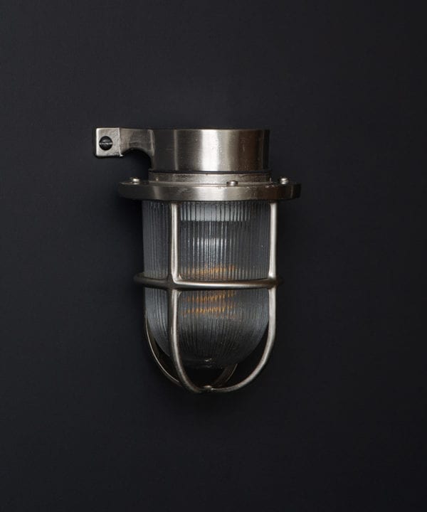 silver unlit simon exterior bulkhead lights against black background