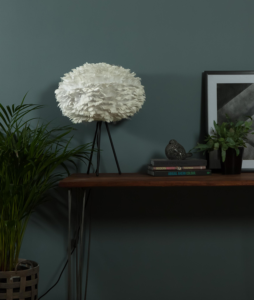 Vita Eos Feather Table Tamp Aluminium Tripod Stand With Shade Umage Eos Feather Light Shade Table Lamp
