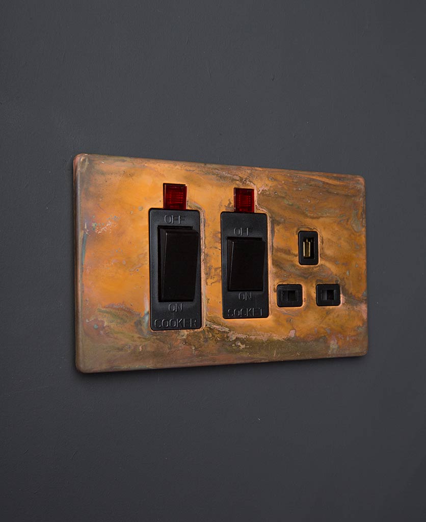Bright Copper FBCW Plug Sockets Fuse Dimmers Light Switches Cooker Toggle 