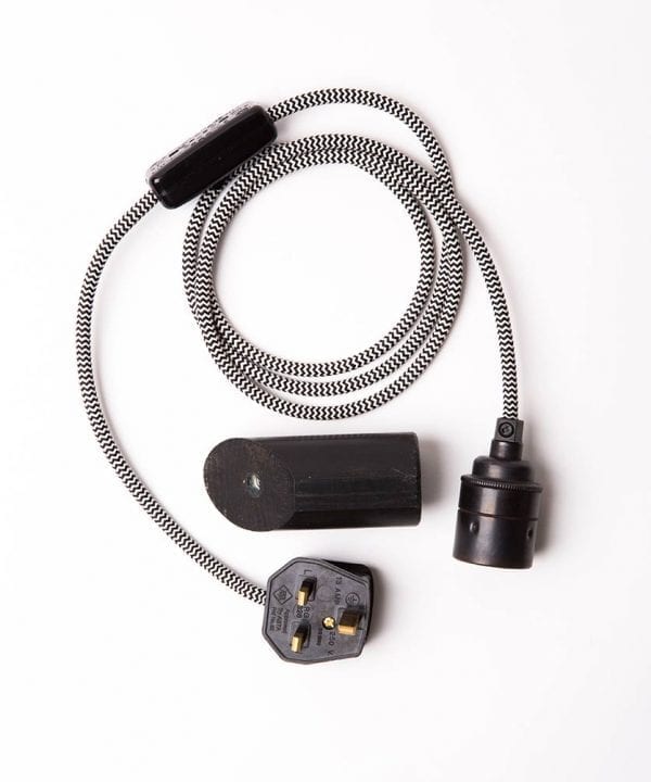 black peg with mint humbug cable flatlay on white