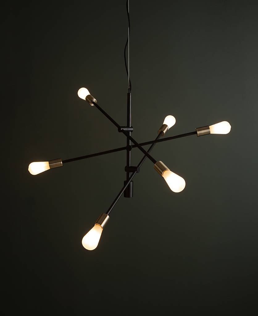Trikonasana Arm Ceiling Light Statement Lighting For Led Bulbs Black Trikonasana Penadnt Light With Frosted Bulbs