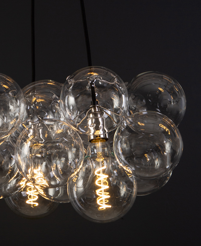 closeup clear bauble silver