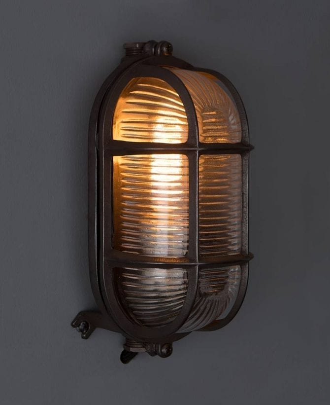 Dave Pewter Bulkhead Light for Indoor, Outdoor & Bathroom Use