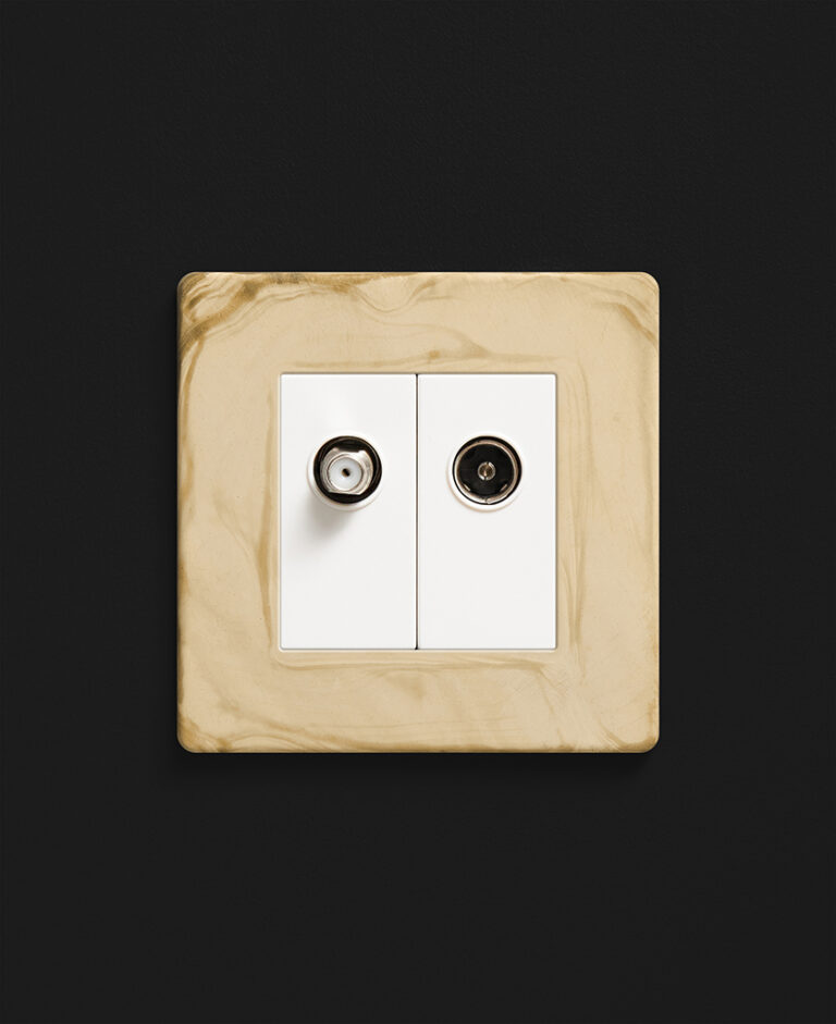 Smoked Gold Double Port Socket with Black or White Inserts
